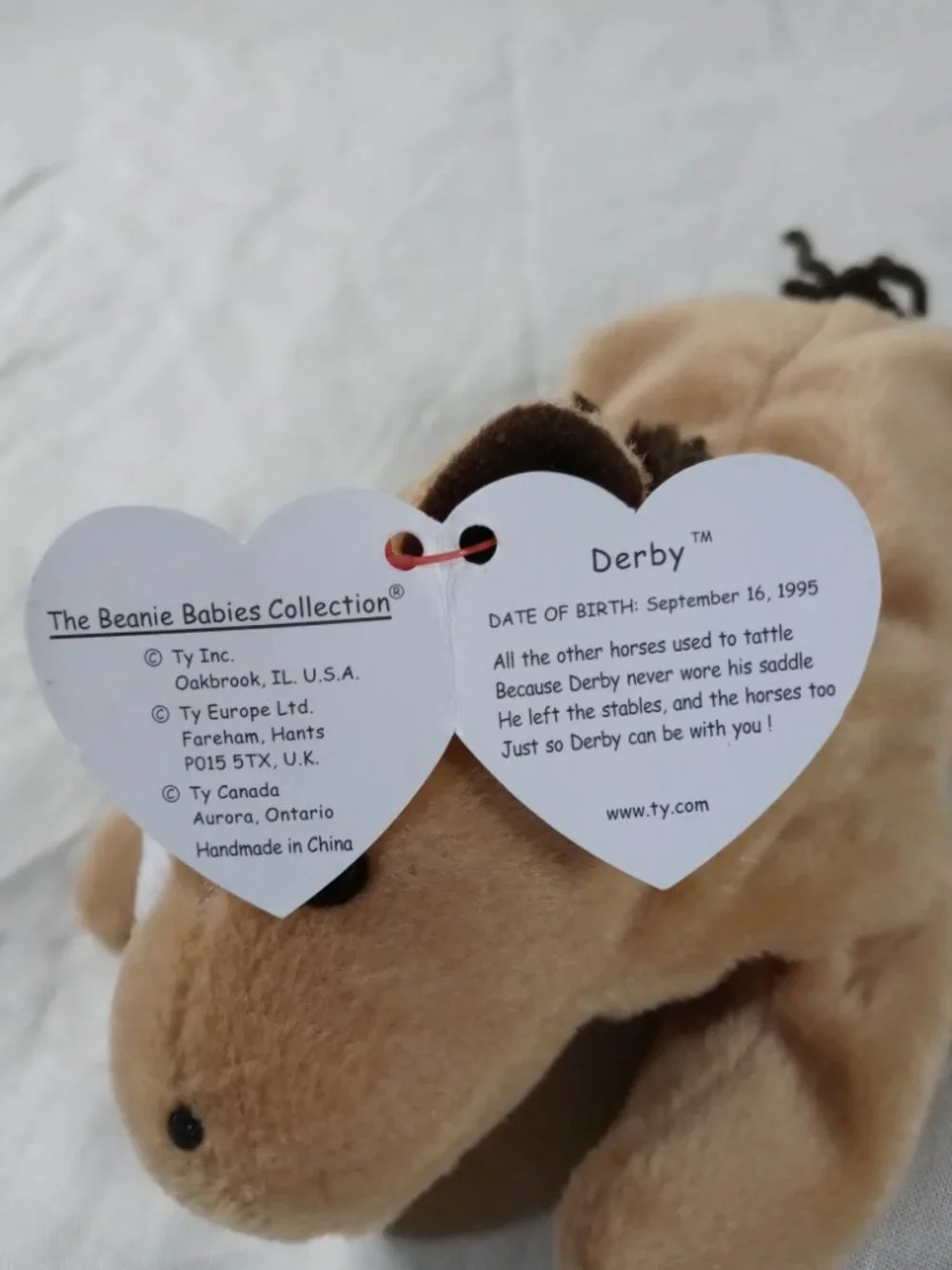 Ty Beanie Babies Original Collection 2 Rare Vintage 1995 Derby Plush with Tags
